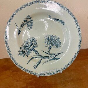French Antique Round Ironstone 9" Plate, 1900's